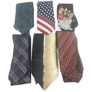 Lot of 6 USA Tazmanian Devil Art Deco Vintage and Modern Mens Neck Ties